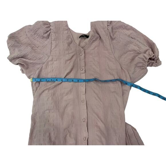 Lulus Sunny Love Purple Seersucker Puff Sleeve Button Closure Midi Dress Sz L - Picture 6 of 11